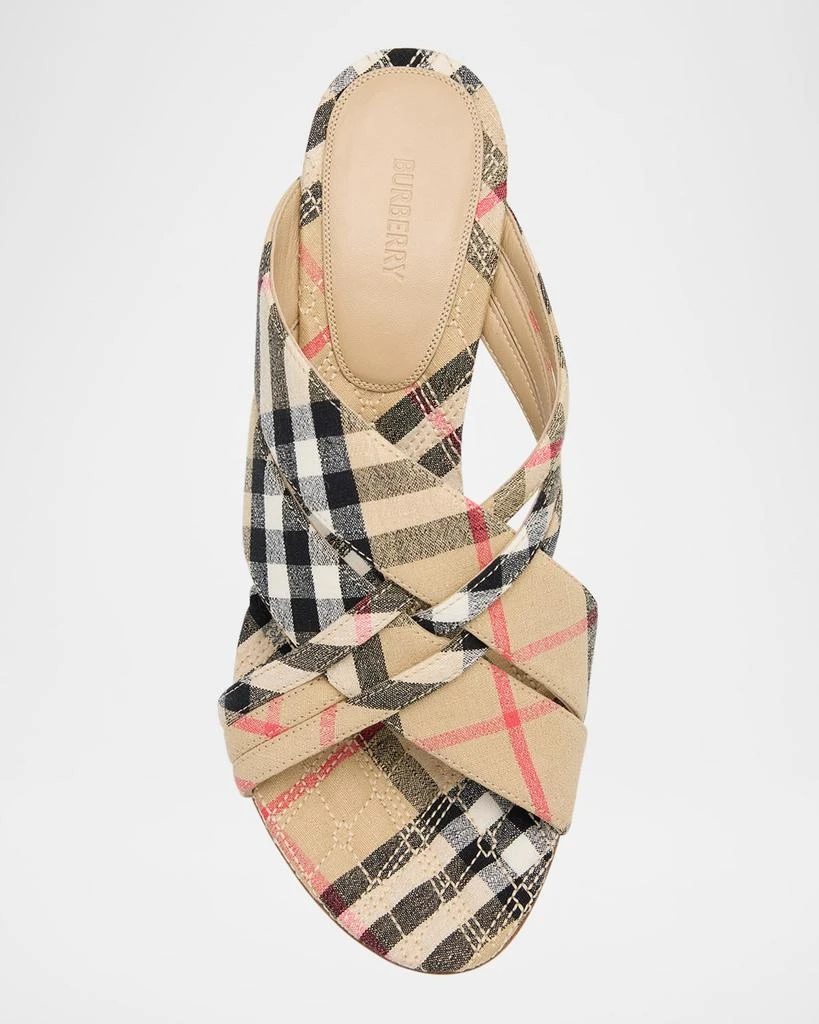 Burberry Sloanne Woven Linen Block-Heel Sandals 5