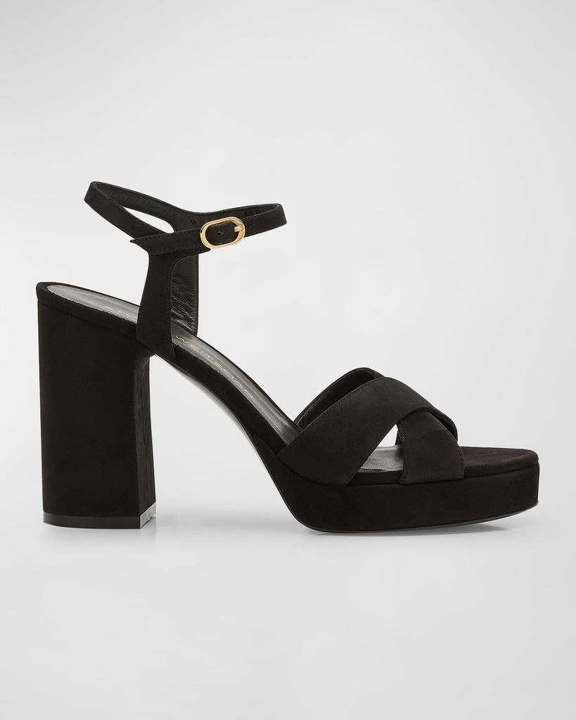 Stuart Weitzman Dayna Suede Crisscross Platform Sandals 1