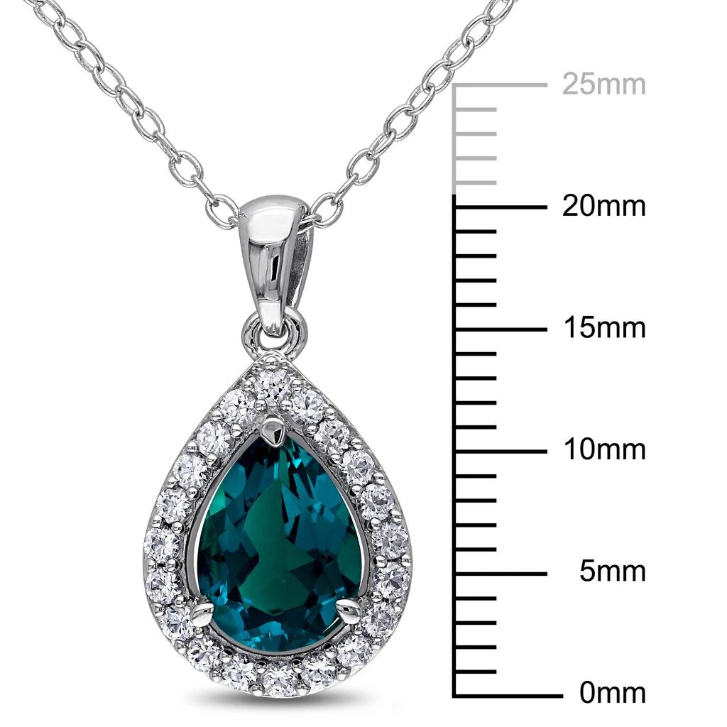 Mimi 
Max Women
s 1 1/2ct TGW Created Emerald and Created White Sapphire Teardrop Halo Pendant with Chain in Sterling Silver 3
