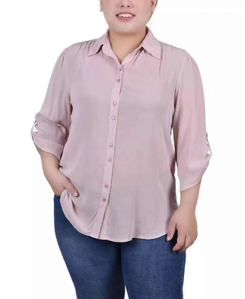 NY Collection Plus Size 3/4 Sleeve Gauze Blouse 1