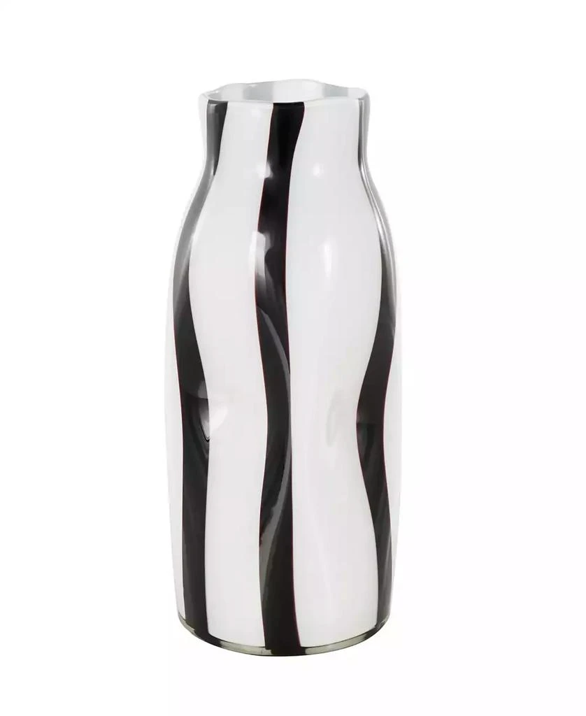 Rosemary Lane Glass Concaved Round Decorative Vase, 12"