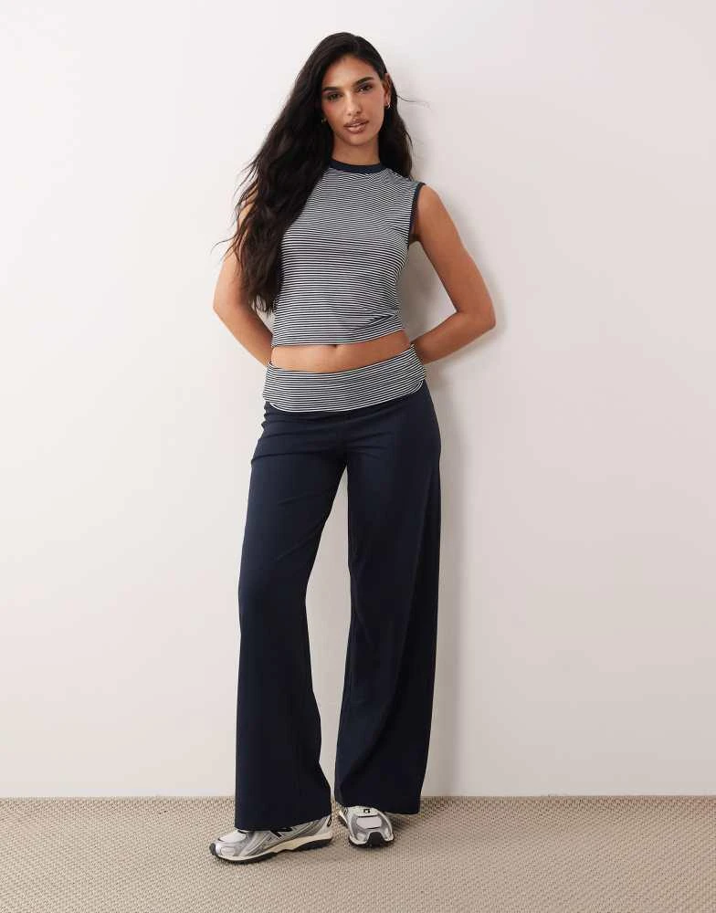 ASOS ASOS DESIGN co-ord turn back stripe waistband trouser in navy