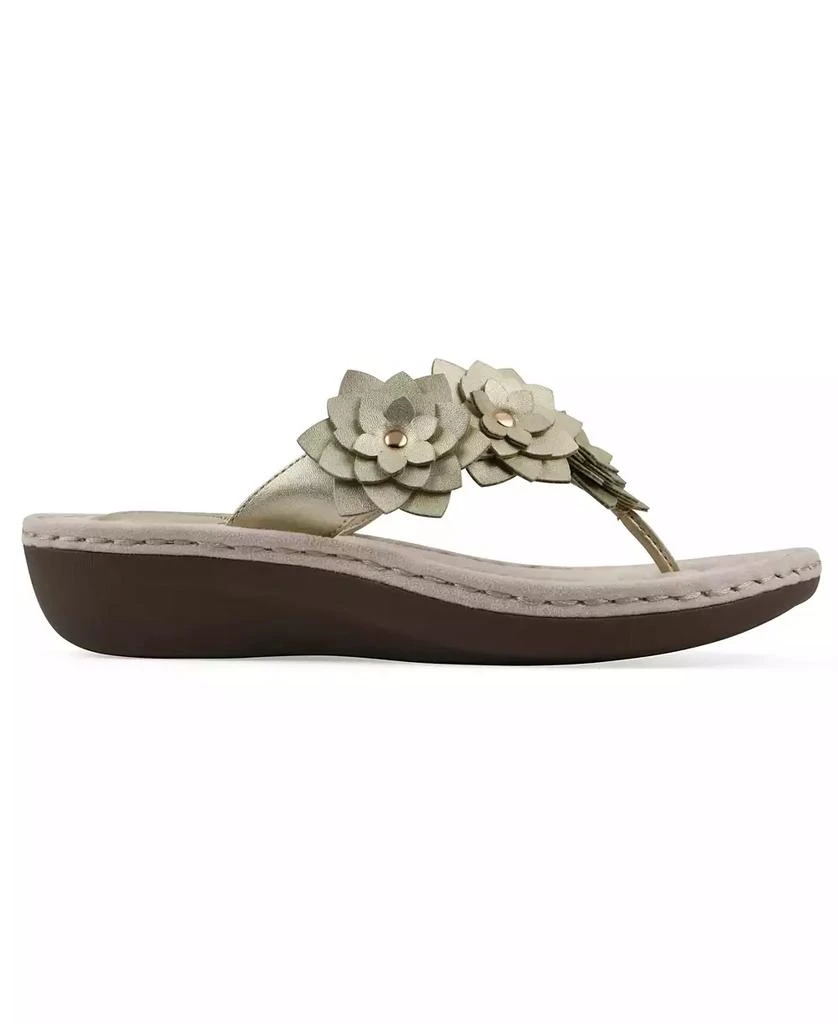 White Mountain Women's Content Floral Wedge Slip-On Sandals 2