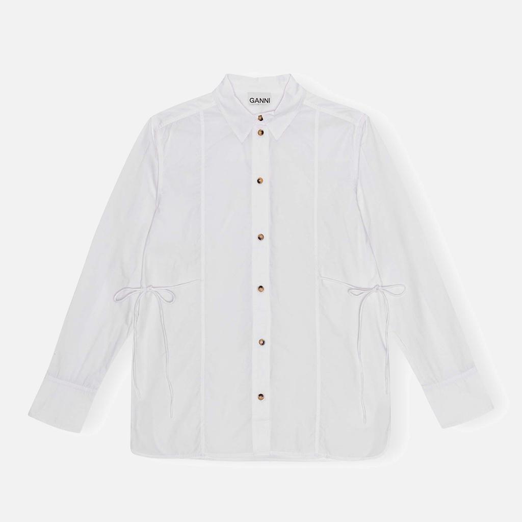 Ganni Ganni Women's Cotton Poplin Oversized Tie String Shirt - Bright White