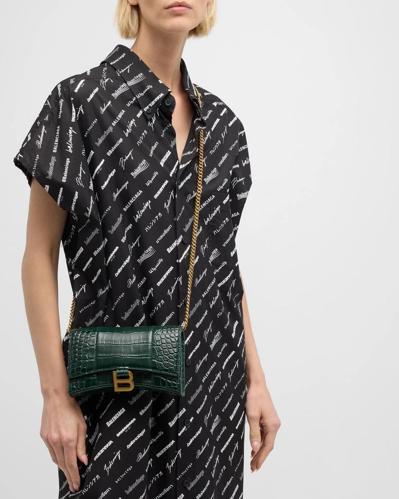 Balenciaga Hourglass Croc-Embossed Wallet on Chain 3