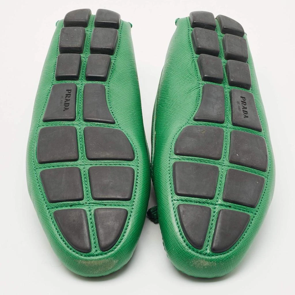 Prada Prada Green Saffiano Leather Bow Slip On Loafers Size 38 6