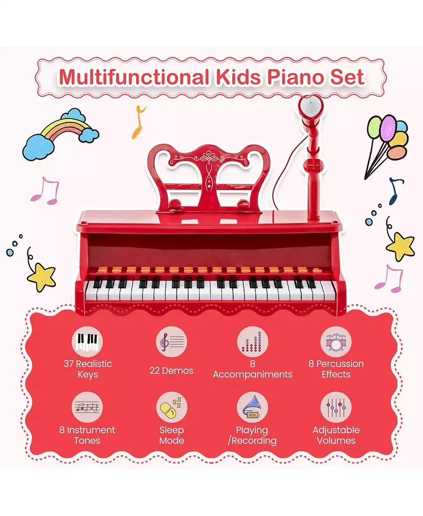 Slickblue 37 Keys Music Piano with Microphone Kids Piano Keyboard with Detachable Music Stand 8