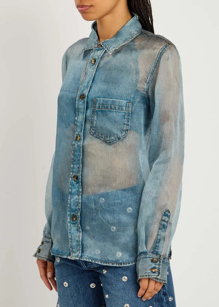 HAIKURE Ronda Blue Denim Print silk-chiffon shirt 2
