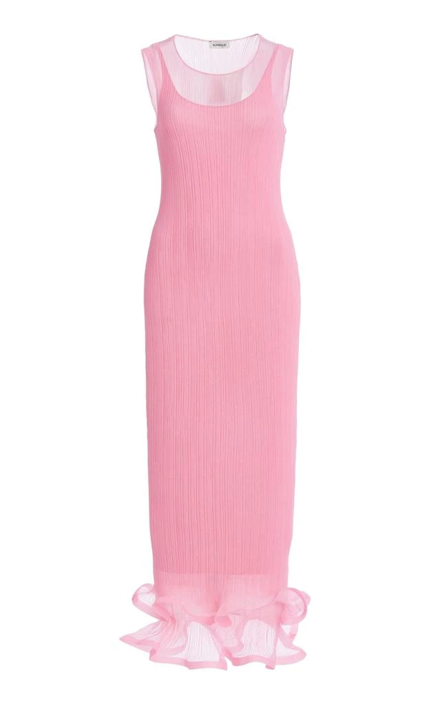 SIMKHAI SIMKHAI - Daniella Crinkled Chiffon Maxi Dress - Pink - M - Moda Operandi 1