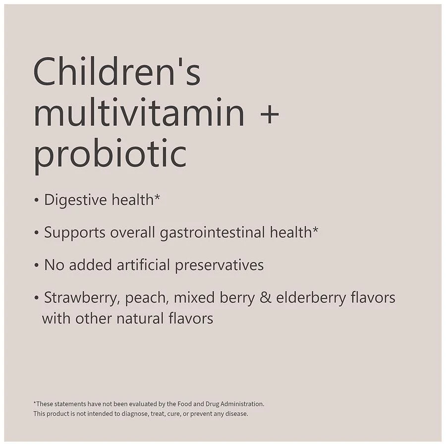 Walgreens Children's Multivitamin + Probiotic Gummies (70 days) Strawberry, Peach, Mixed Berry & Elderberry 7