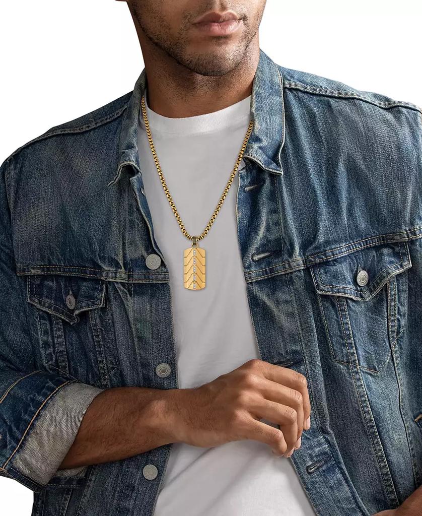 Esquire Men's Jewelry Diamond Chevron Dog Tag 22" Pendant Necklace (1/20 ct. t.w.) in Black & Gold-Tone Ion Plated Stainless Steel, Exclusively at Macy's
