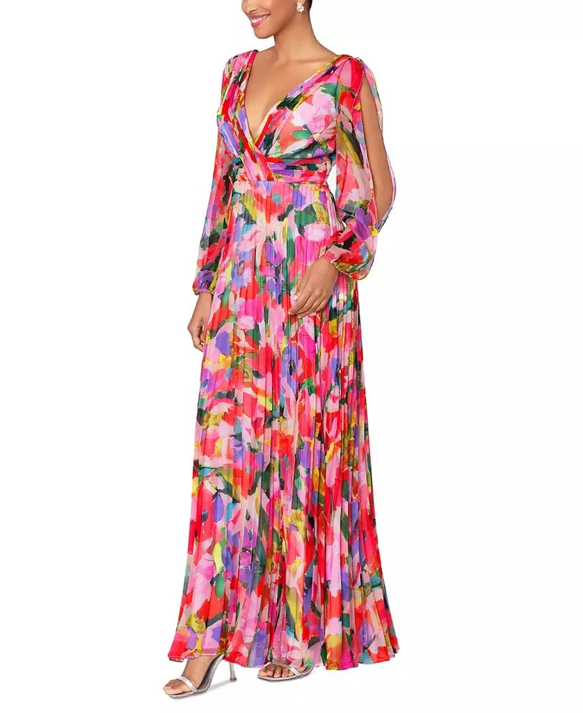 Betsy & Adam Women's Printed V-Neck Long-Sleeve Dress 4