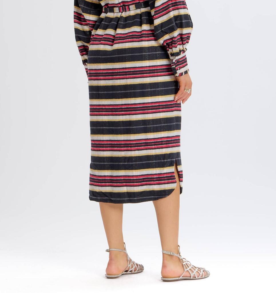 Something Navy Something Navy - Belted Striped Button Up Dress