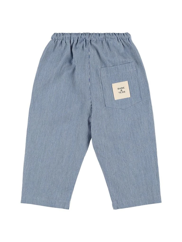 BABE & TESS Striped Cotton Denim Pants 2