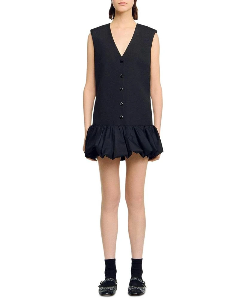 Sandro Button Front Bubble Hem Dress 5