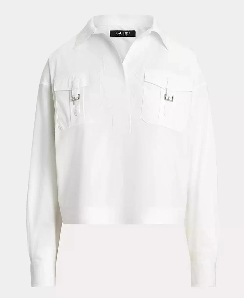 Ralph Lauren Women
s Buckle-Trim Cotton-Blend Shirt 5