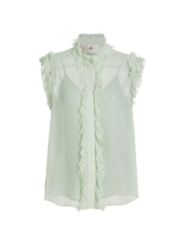 7 For All Mankind Ruffled Cotton Sleeveless Blouse 5