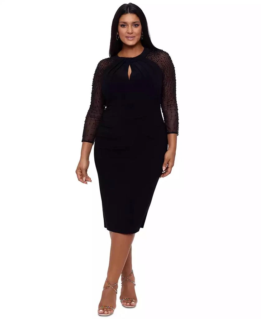 Betsy & Adam Betsy & Adam Plus Size Embellished-Sleeve Bodycon Dress 3