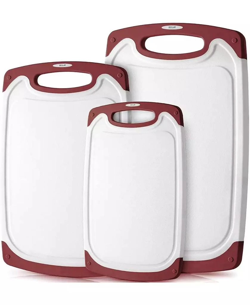 Zulay Kitchen 3 Piece Set Non-Slip Kitchen Cutting Board with Juice Groove