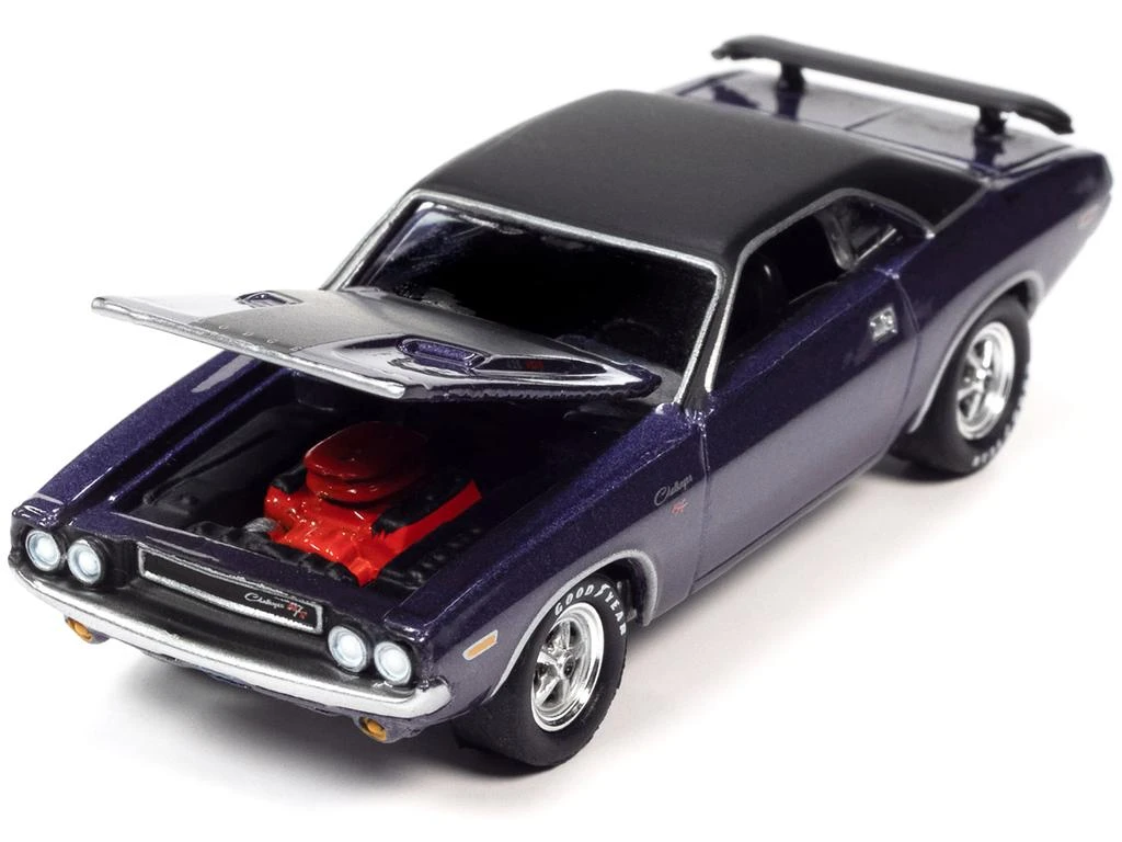 Diecast Model Johnny Lightning 1970 Dodge Challenger R/T Plum Crazy Purple Metallic with Black Top and Hood "USPS (United States Postal Service)" "Pop Culture" 2023 Release 2 1/64 Diecast Model Car by Johnny Lightning 1