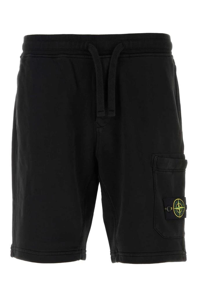 Stone Island Black Cotton Bermuda Shorts 1