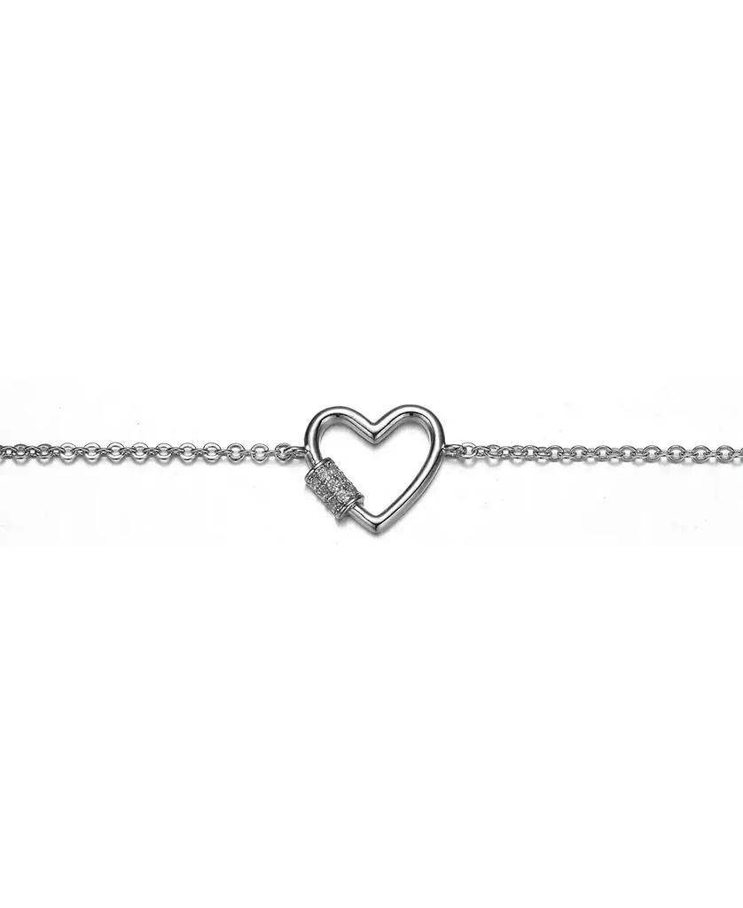 GiGiGirl White Gold Plated Cubic Zirconia Heart Adjustable Bracelet 3