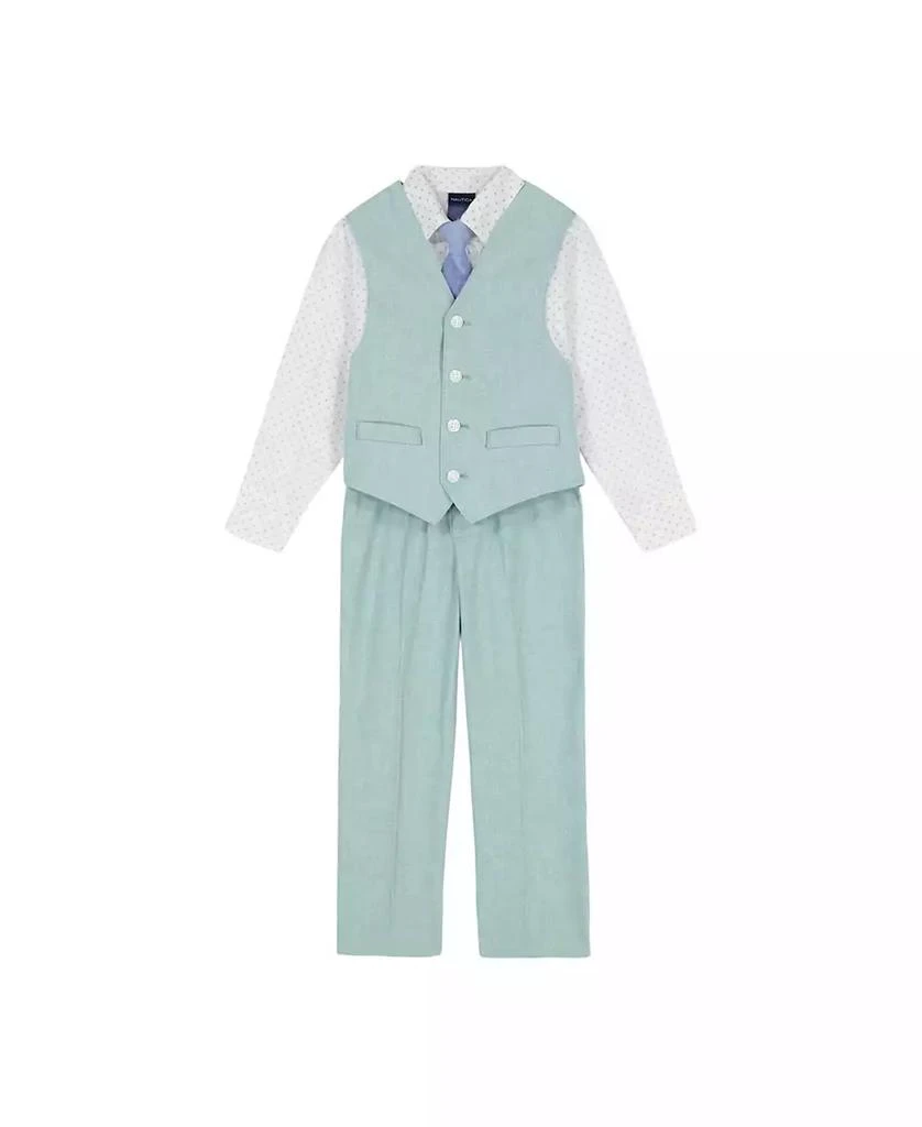 Nautica Toddler and Little Boys Linen Look Vest Set with Tie 1