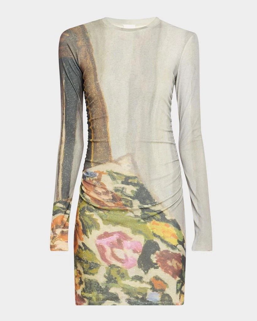 Leid Printed Mesh Jersey Mini Dress