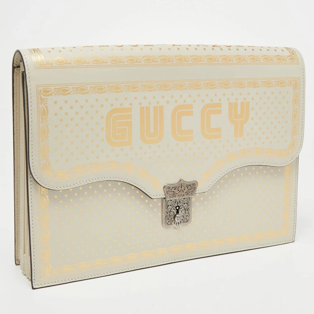 Gucci Gucci Off White Leather Guccy Portfolio Clutch 3