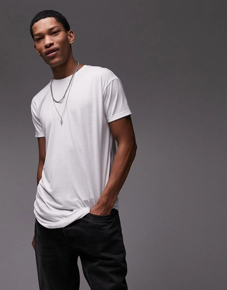 Topman Topman longline t-shirt in white 1