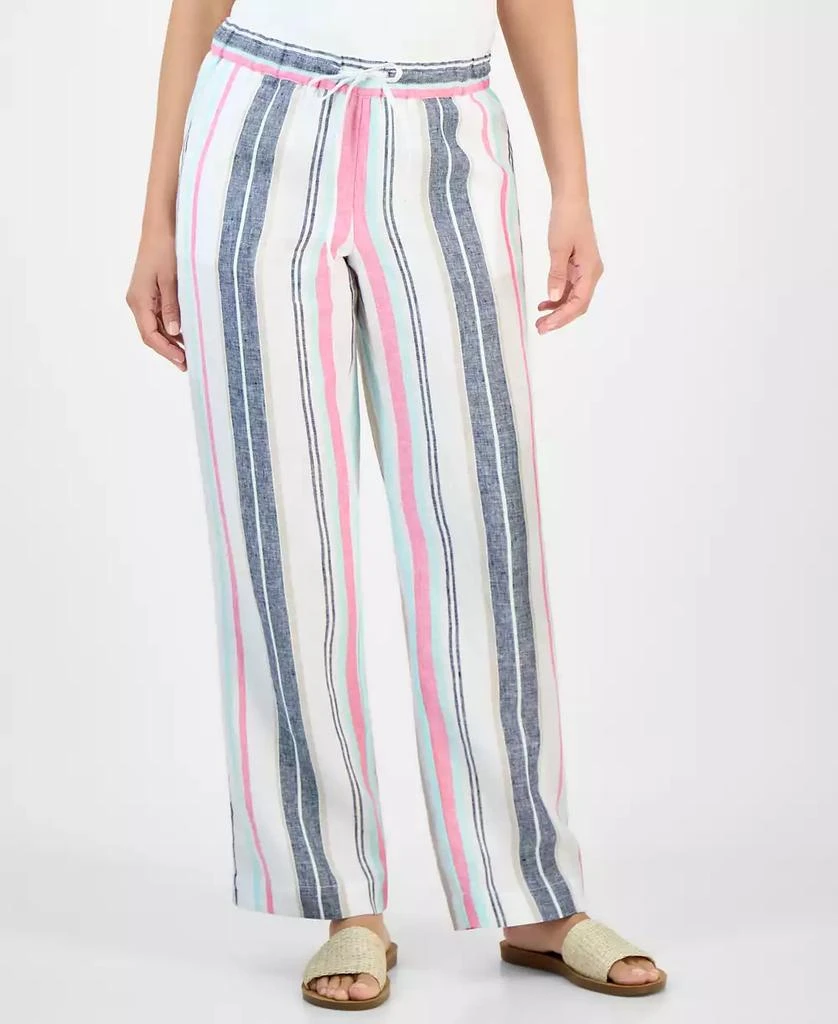 Charter Club Petite Striped Drawstring Linen Pants, Exclusively at Macy's 2
