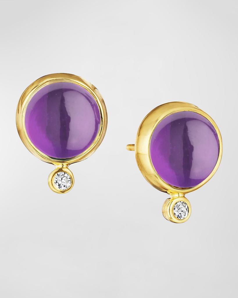 Syna 18K Gemstone Stud Earrings with Diamonds