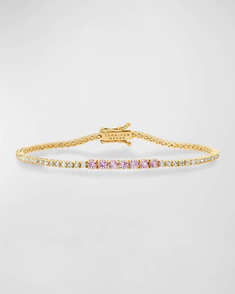 Jennifer Meyer 18k Yellow Gold Pink Sapphire and Diamond Bracelet