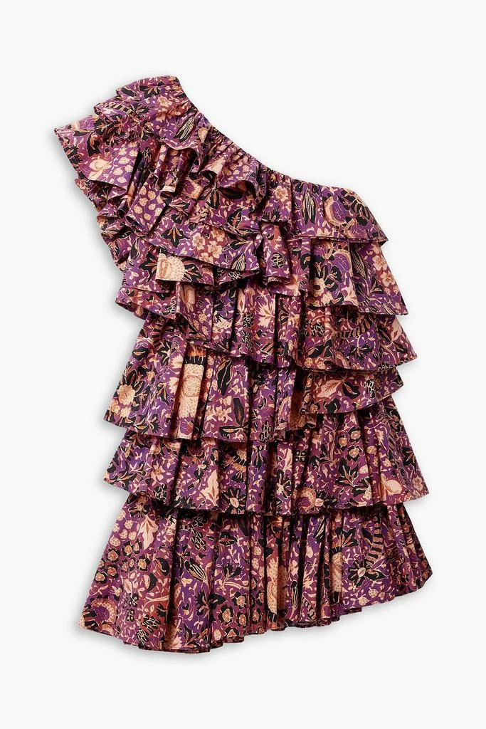 Ulla Johnson Naomi one-shoulder ruffled floral-print cotton-poplin mini dress 1