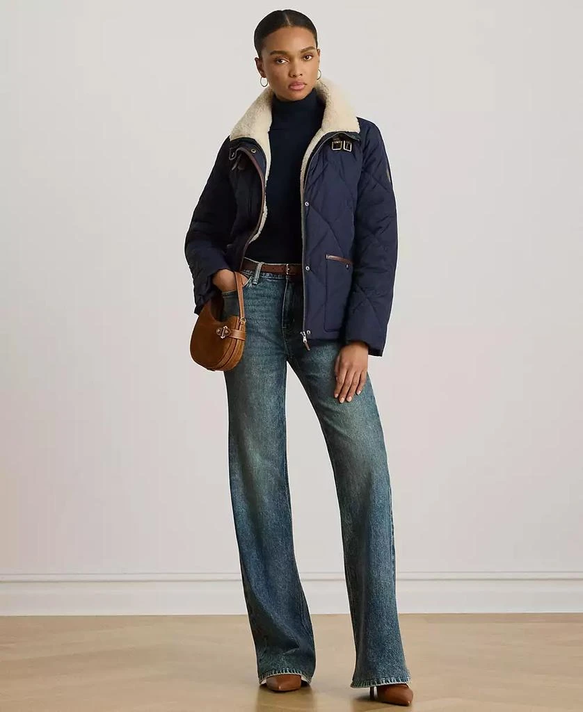 Ralph Lauren Women's Faux-Fur-Collar Diamond Quilted Jacket 5