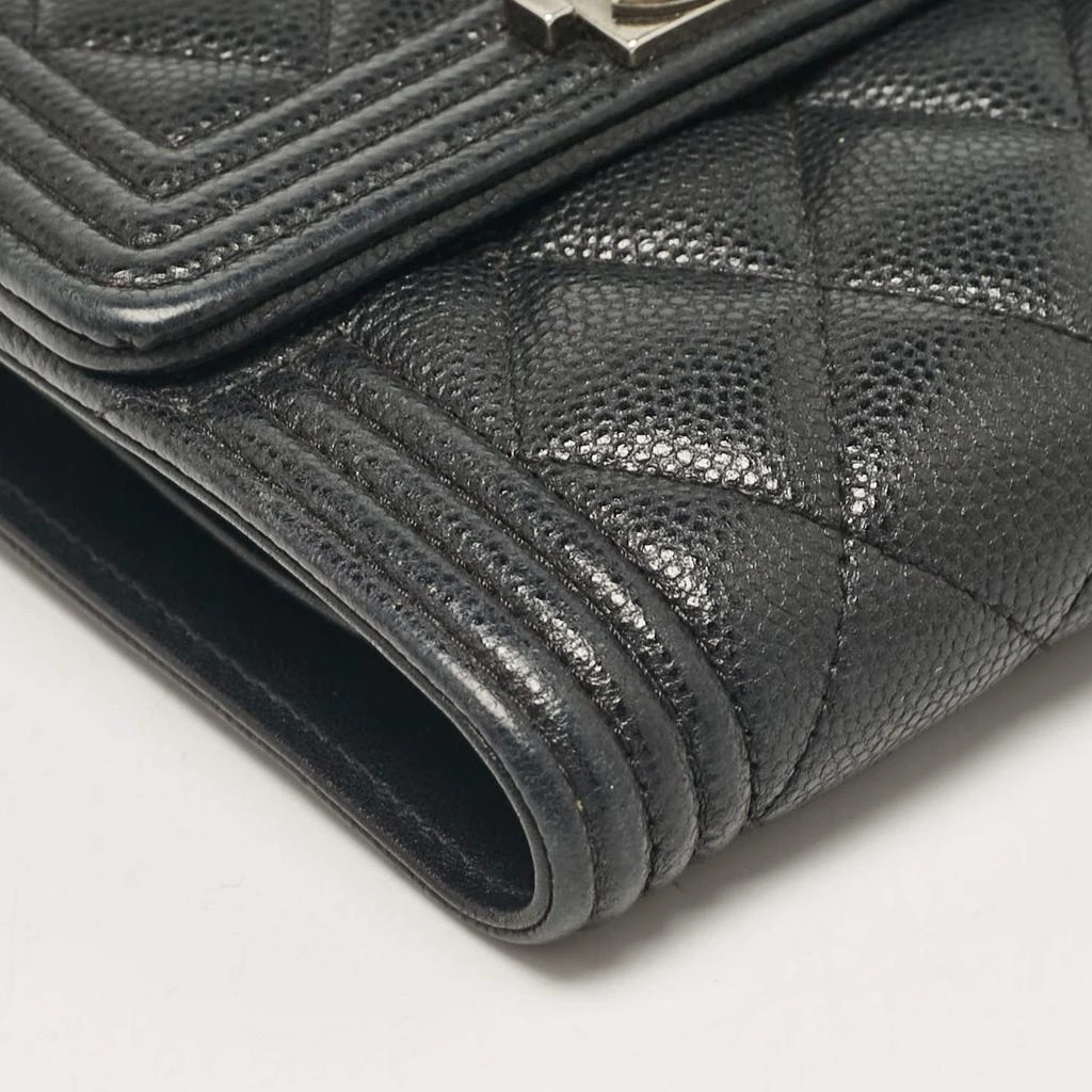 Chanel Chanel Black Caviar Quilted Leather Boy Trifold Wallet 12