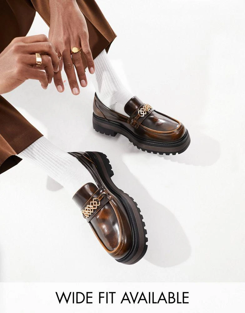 ASOS ASOS DESIGN chunky brown loafers in faux leather 1