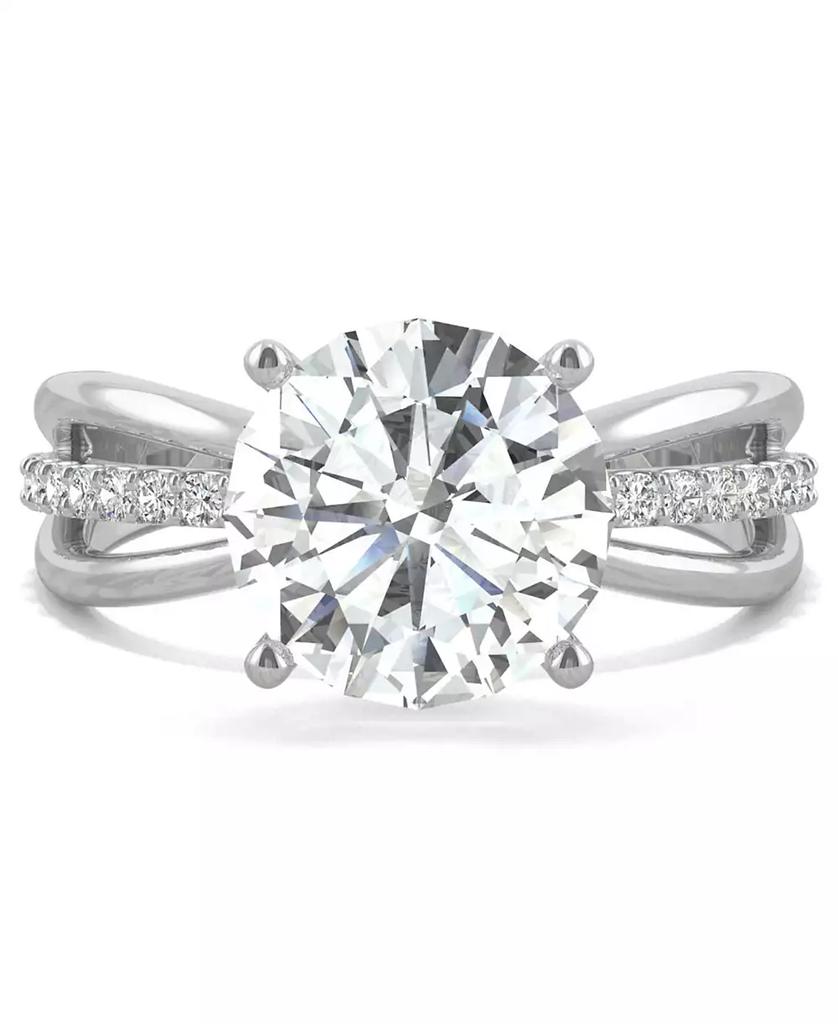 Charles & Colvard Moissanite Round Solitaire with Sides Ring (2-9/10 ct. tw. Diamond Equivalent) in 14k White Gold