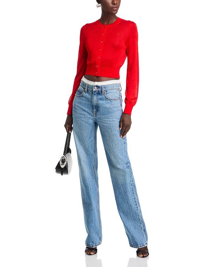 Alexander Wang Mid Rise Contrast Waistband Jeans in Vintage Light Blue