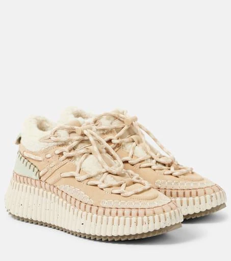 Chloé Nama shearling-lined suede sneakers 1