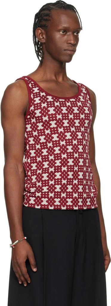 Dries Van Noten Off-White 
Red Jacquard Tank Top 2