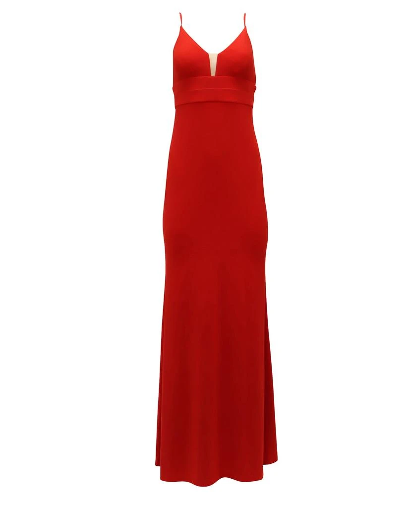 Calvin Klein V-Neck Long Gown in Red Polyester 1