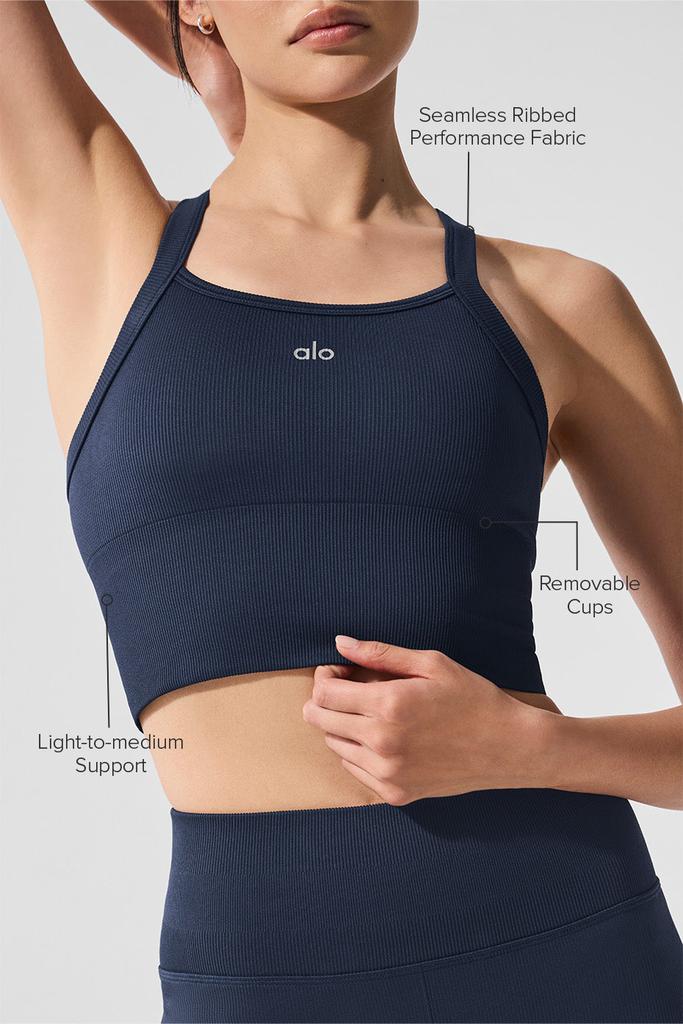 Alo Seamless Ribbed Favorite Bra Tank - Navy