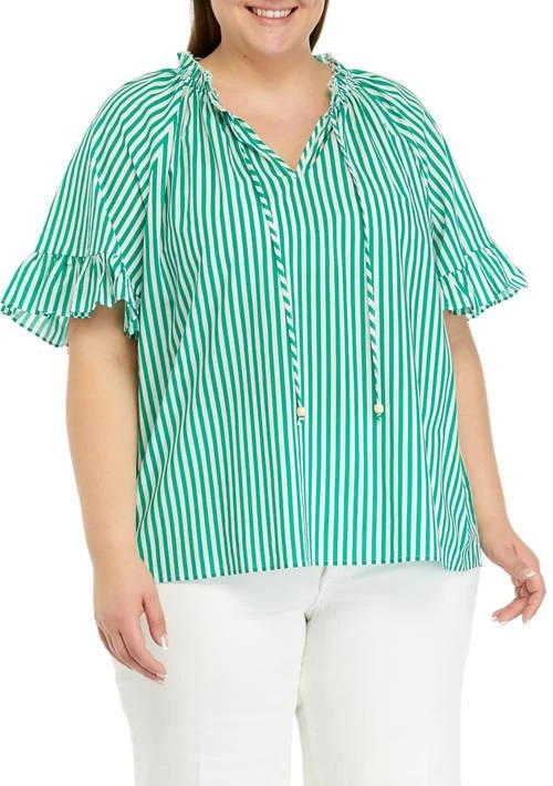 philosophy Plus Size Short Ruffle Sleeve Peasant Top 1
