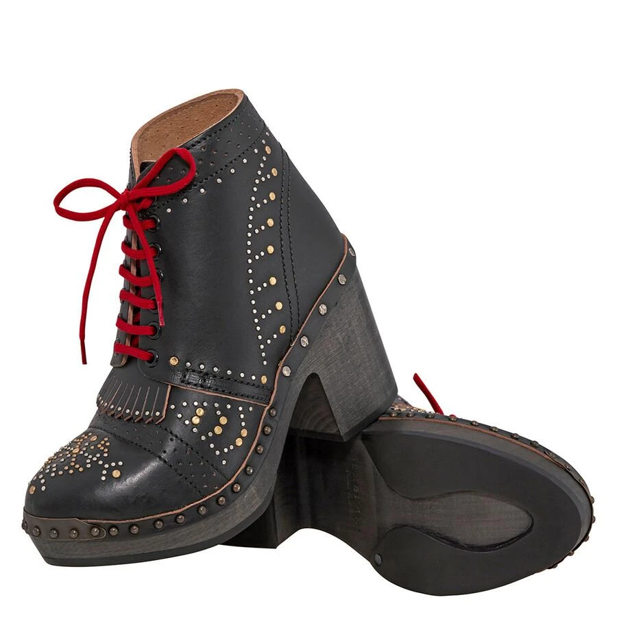 Burberry Burberry Riveted Antrim Leather Block-heel Clog Boots, Brand Size 35 (US 3 Kids) 2