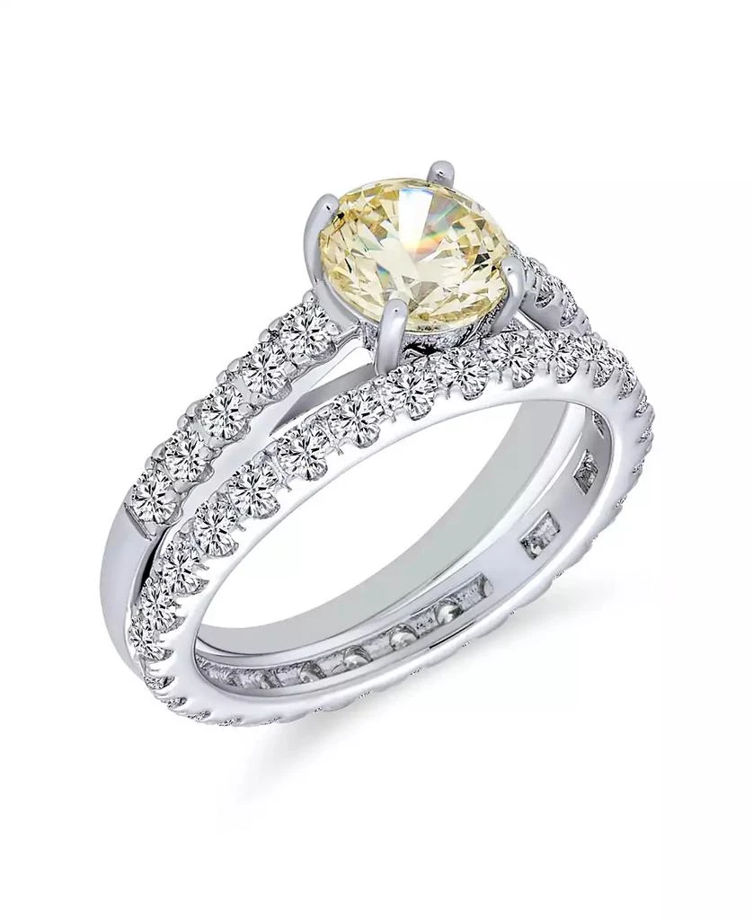 Bling Jewelry CZ Cubic Zirconia 1CT Solitaire & Eternity Band Set Ring ...