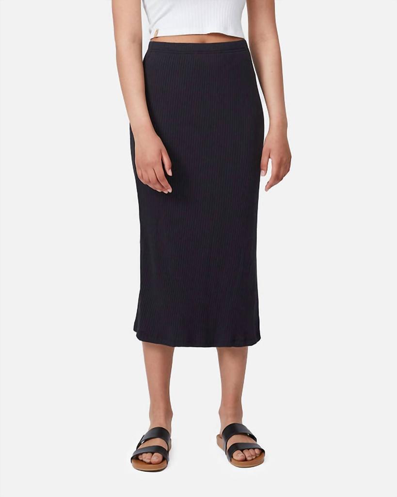 tentree Knit Rib Skirt In Meteorite Black