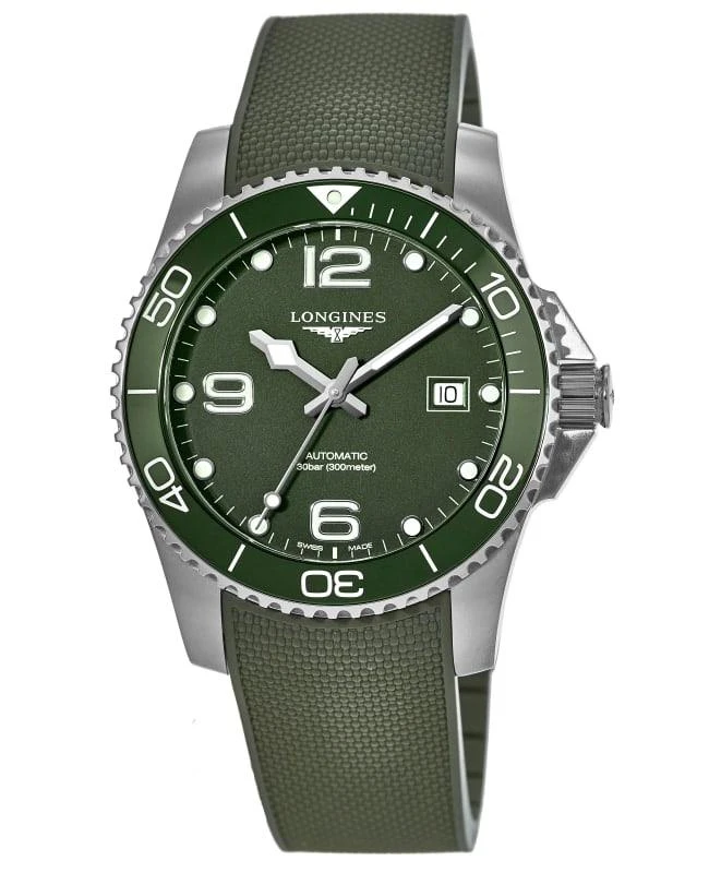 Longines Longines HydroConquest Automatic Green Dial Rubber Strap Men's Watch L3.782.4.06.9 1
