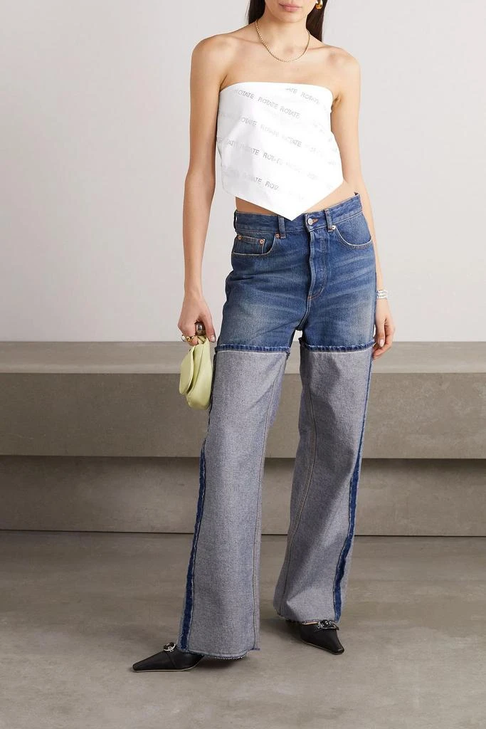 ROTATE Birger Christensen Cropped strapless crystal-embellished cotton-poplin top 2