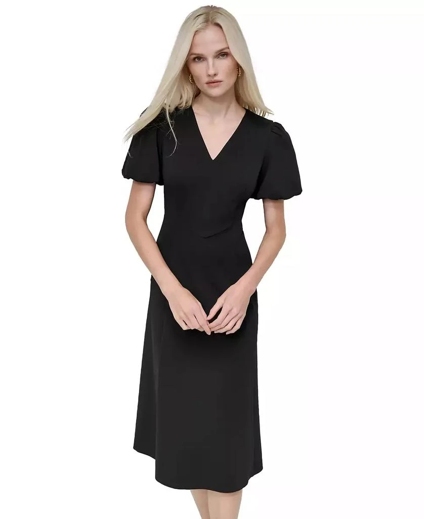 DKNY Women's Bubble-Sleeve Scuba-Crepe Midi Dress 3